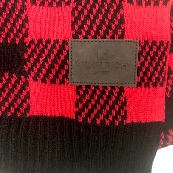 NWT Woolrich Red Buffalo Check Knit Scarf - Picture 2 of 5